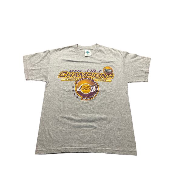 VTG 2000 NBA Los Angeles Lakers KOBE BRYANT SHAQ T-SHIRT SIZE M 90% Cotton Gray - Picture 1 of 8